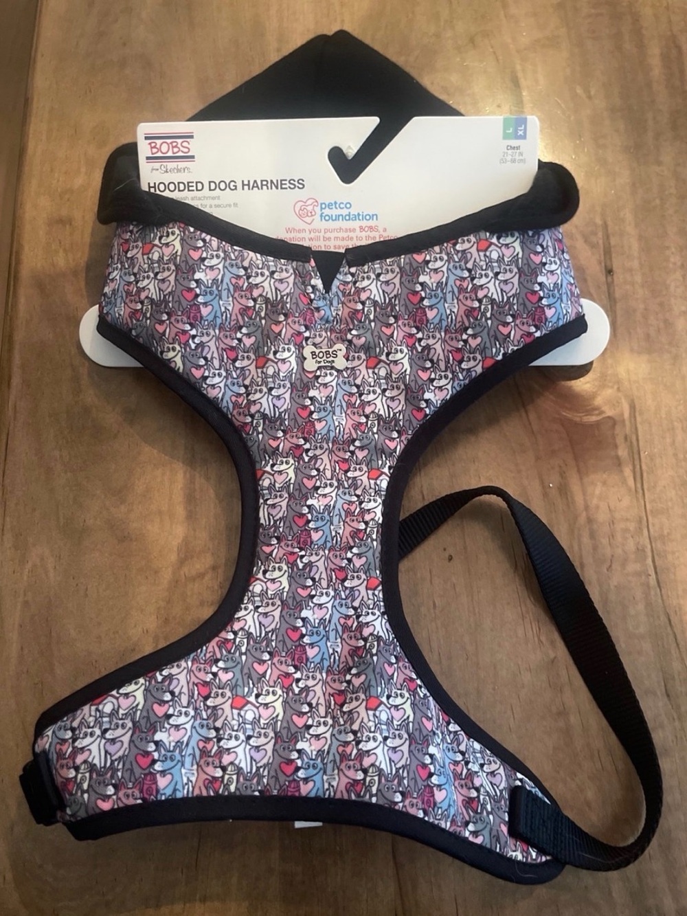 BOBS by Skechers Hooded Dog Harness - Cartoon dog Print nwt sz L/XL